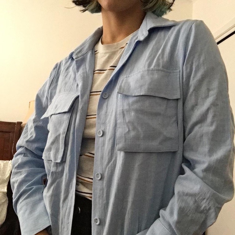 Shein Blue Button Down